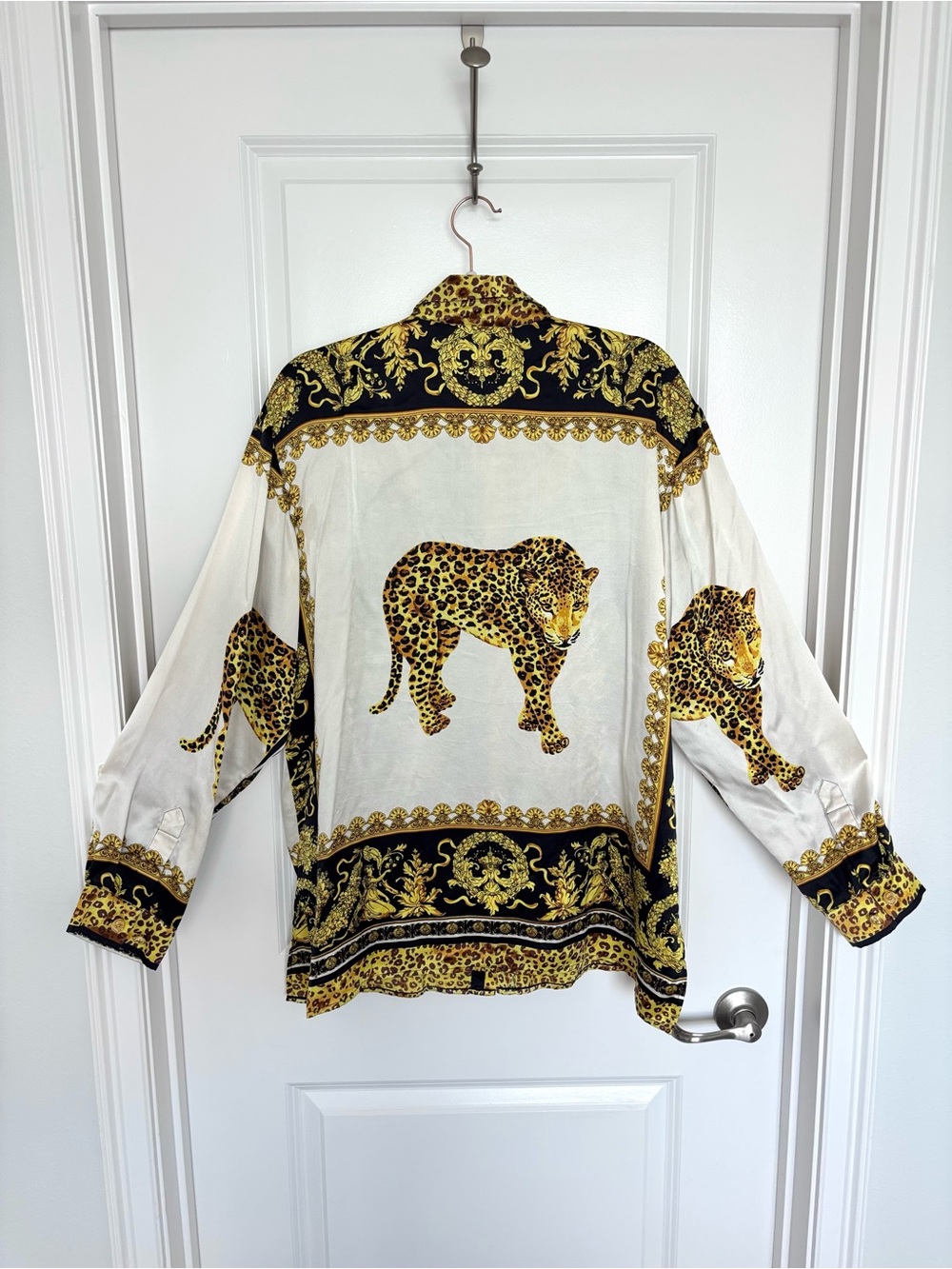 Vintage 100% Silk Paolo Santini Leopard Baroque Shirt 16 Maximalist - Picture 7 of 10
